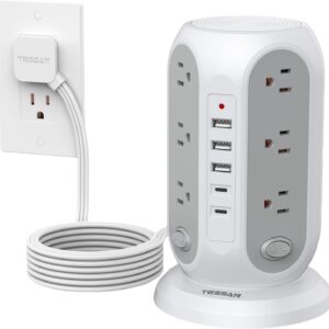 Tower Power Strip with Individual Switches,